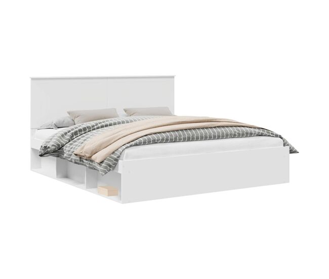 Estrutura da cama de casal simple com cabeceira branco 180 x 200 cm