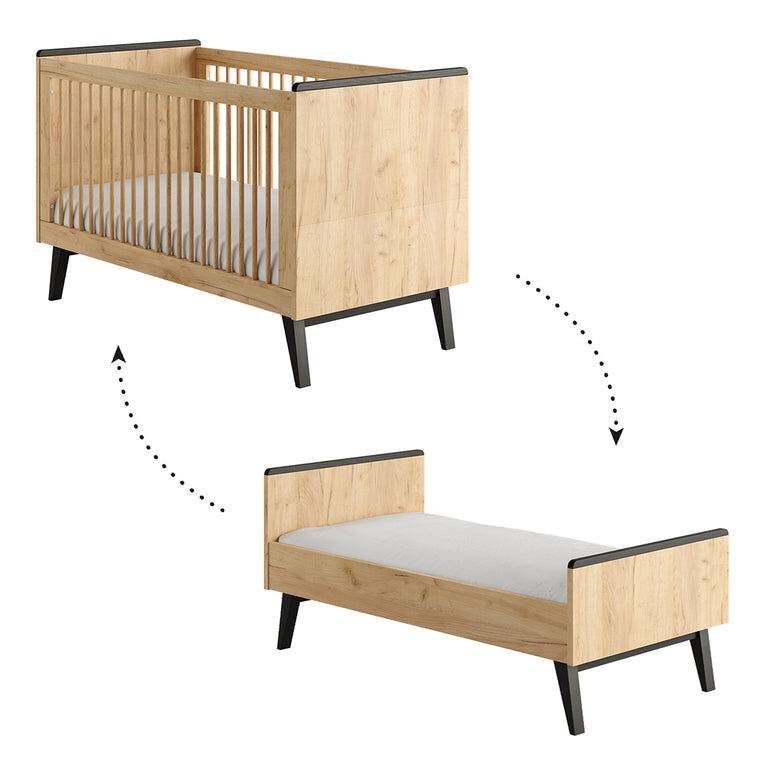 Berço evolutivo 70x140 pinio retro madeira