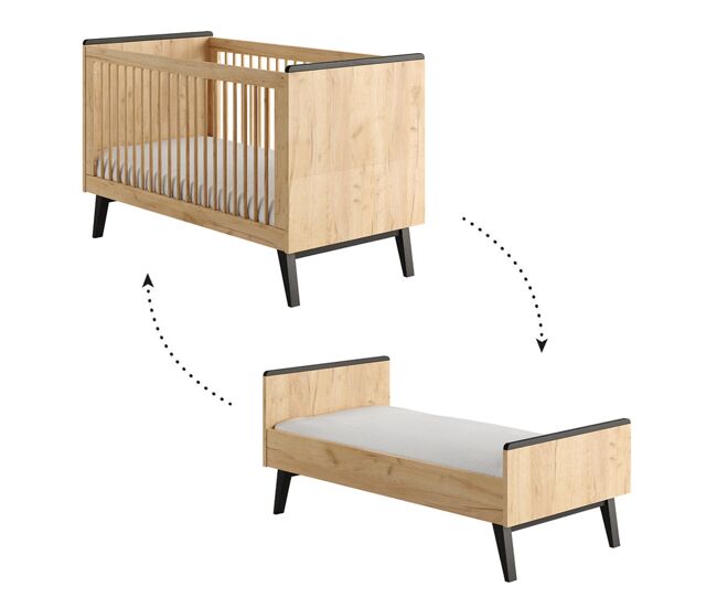 Berço evolutivo 70x140 pinio retro madeira