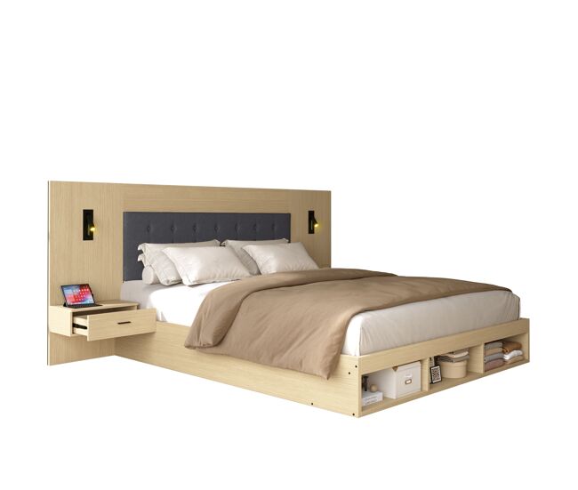 Cama de casal de mdf 180x200 cm,carvalho