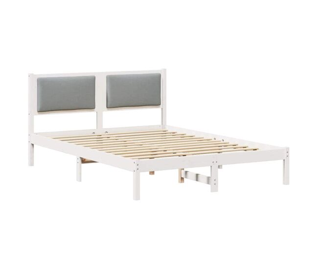 Estrutura da cama de casal simple com cabeceira cinzento-claro 135 x 190 cm