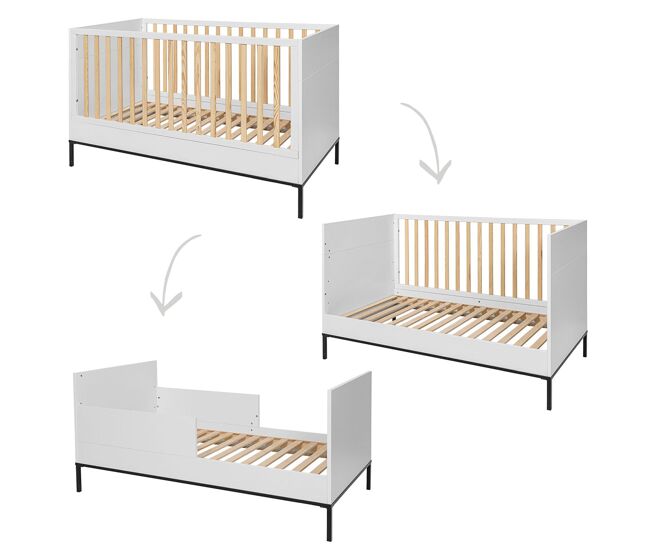 Berço evolutivo 70x140 bellamy lumi branco e preto