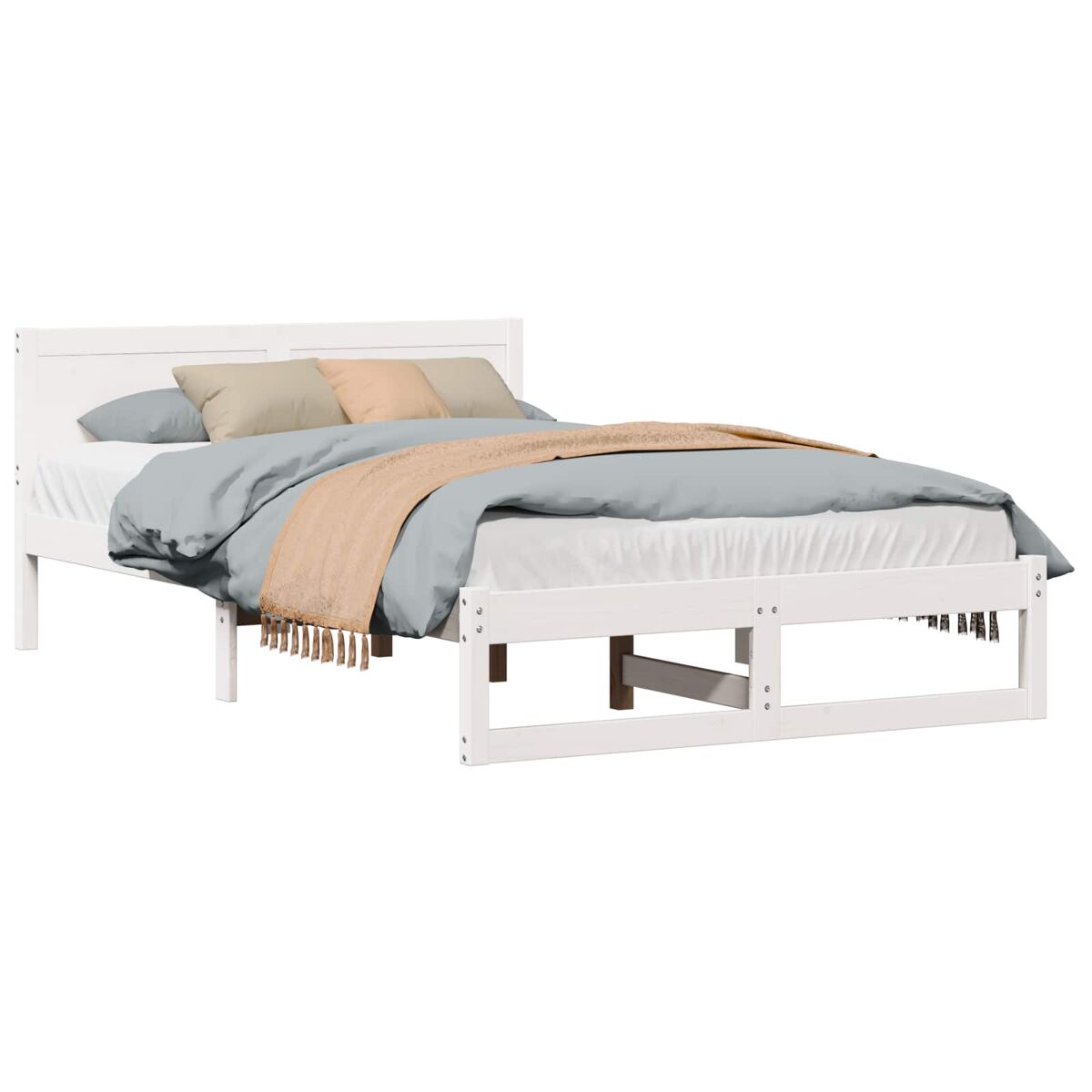 Estrutura da cama de casal simple com cabeceira branco 135 x 190 cm