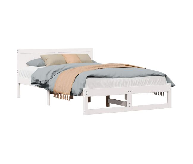 Estrutura da cama de casal simple com cabeceira branco 135 x 190 cm