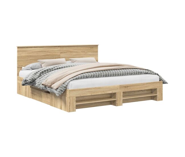 Estrutura da cama de casal moderno com cabeceira carvalho sonoma 180 x 200 cm