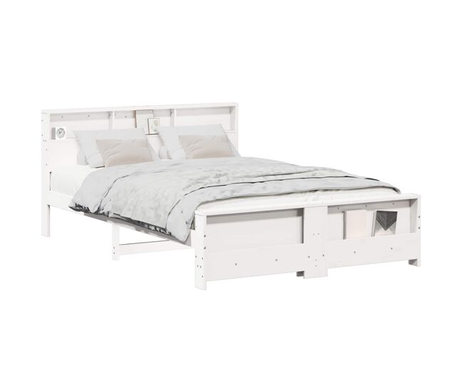 Estrutura de cama de casal simple - branco 160 x 200 cm madeira processada
