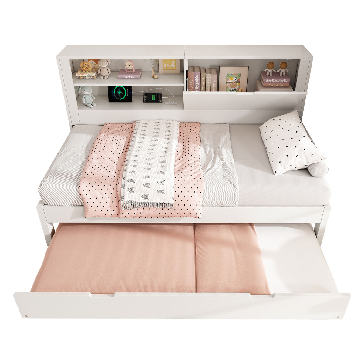 Cama gavetão de madeira maciça 90x200 cm,branco