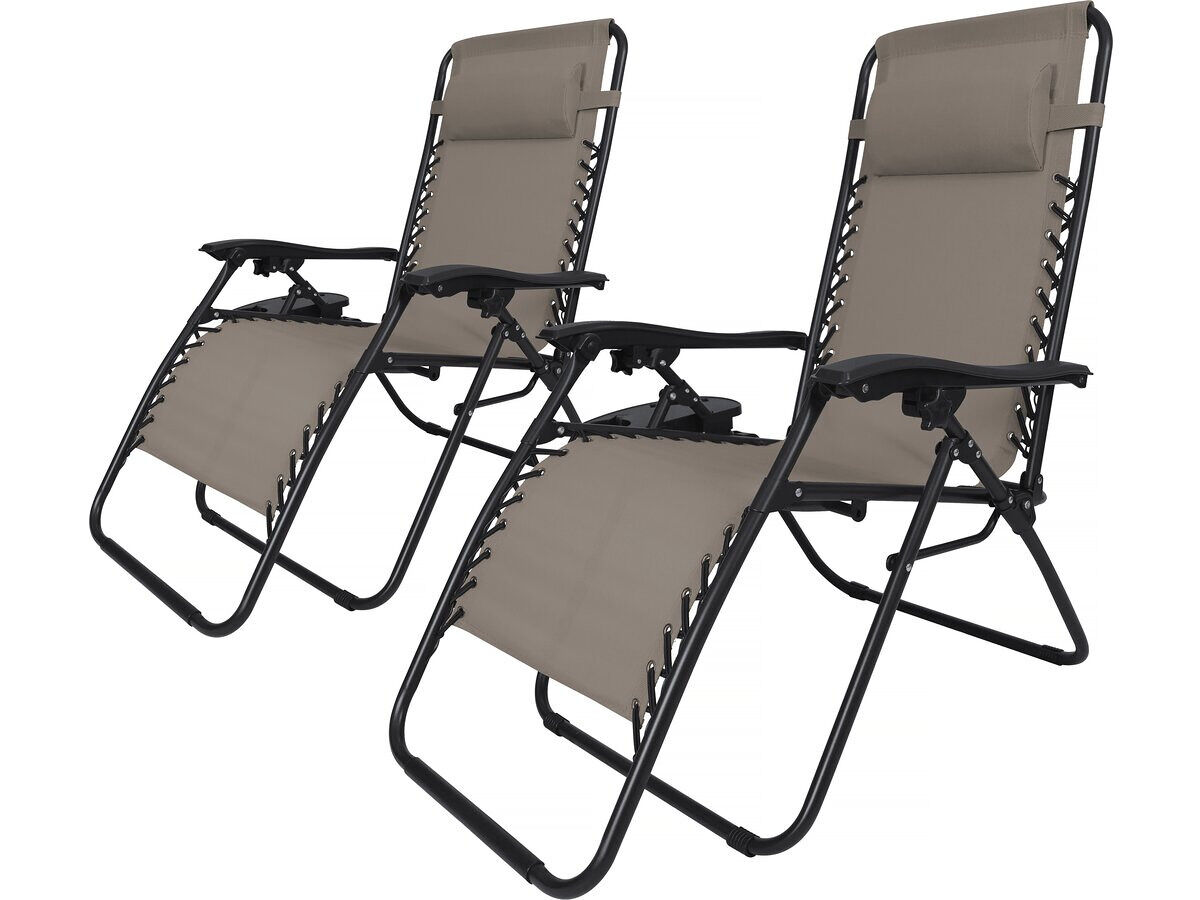 Conjunto de 2 cadeirões de jardim reclináveis com posição de gravidade zero  - gris-escuro