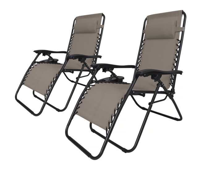 Conjunto de 2 cadeirões de jardim reclináveis com posição de gravidade zero - gris-escuro