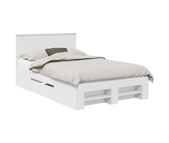 Estrutura de cama de casal simple - branco 137 x 203 cm madeira processada