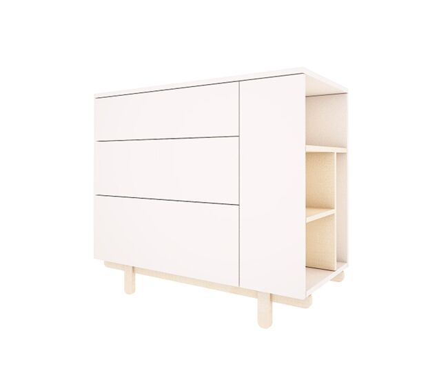 Cómoda 3 gavetas wood luck romy blanc
