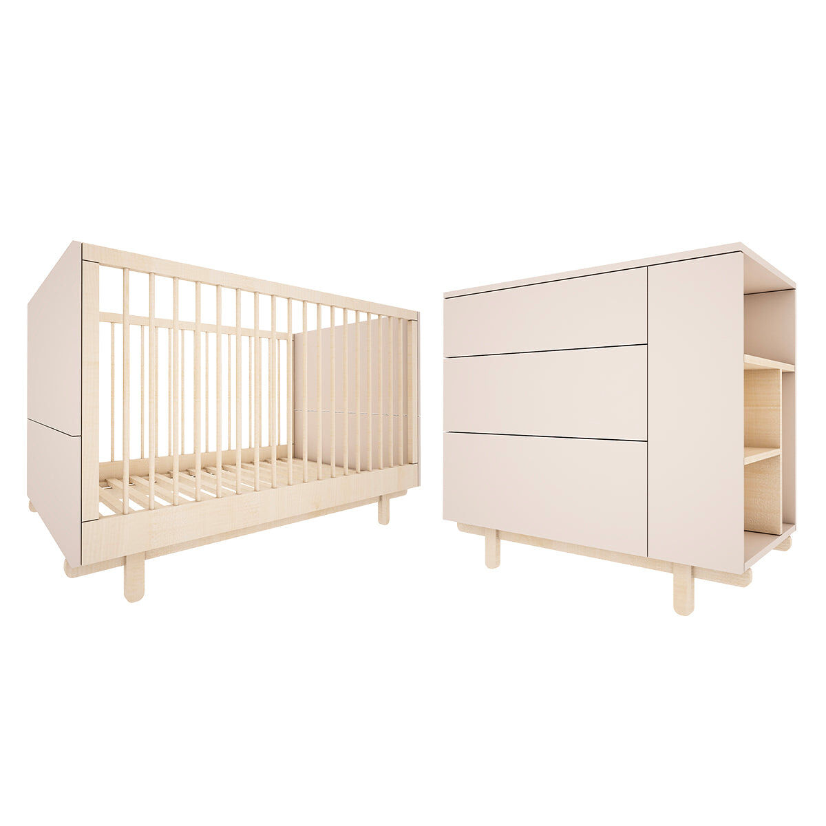 Berço evolutivo 70x140 e cómoda 3 gavetas wood luck romy cachemira