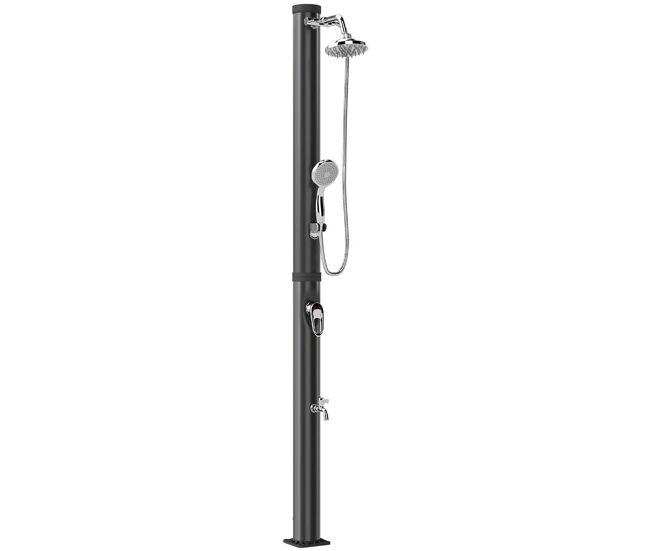 Outsunny duche solar de jardim 20l duche solar exterior com cabeça de ducha de mão torneira para pés água quente e fria máx. 60 °c proteção contra