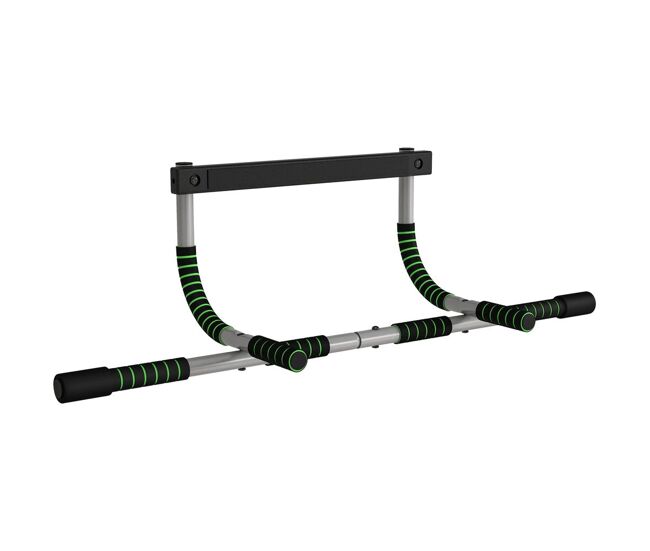 Homcom barra de pull-up multifuncional de parede com pegas antiderrapantes, suporta até 110 kg, ideal para exercícios e treino em casa, noir e verde