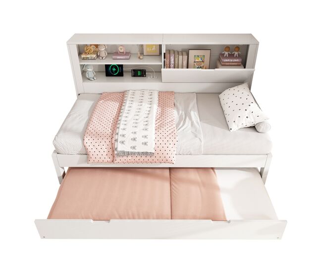 Cama gavetão de madeira maciça 90x190 cm,branco