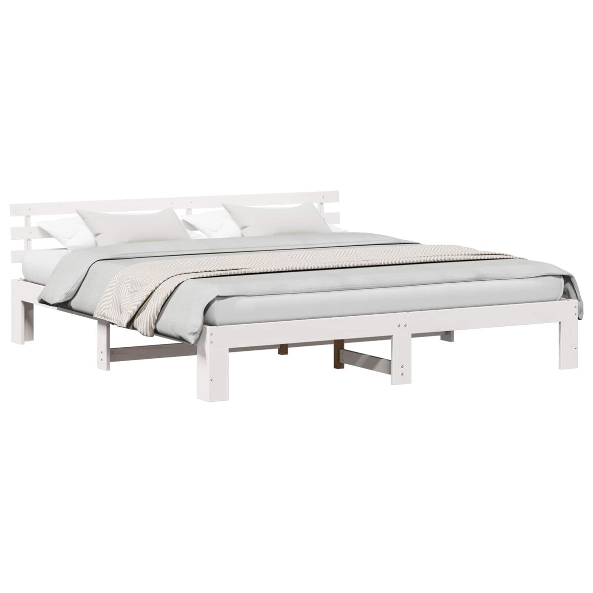 Estrutura da cama de casal simple com cabeceira branco 180 x 200 cm