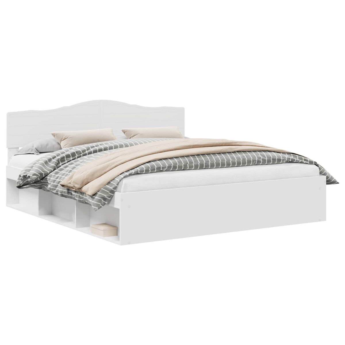 Estrutura de cama de casal com cabeceira king size - branco 200 x 200 cm