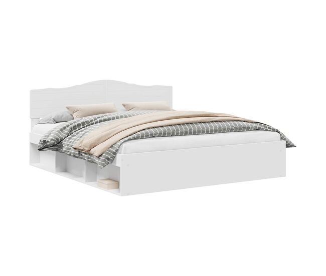 Estrutura de cama de casal com cabeceira king size - branco 200 x 200 cm