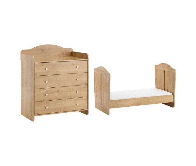 Berço evolutivo 70x140 e cómoda muda-fraldas vox megeve madeira
