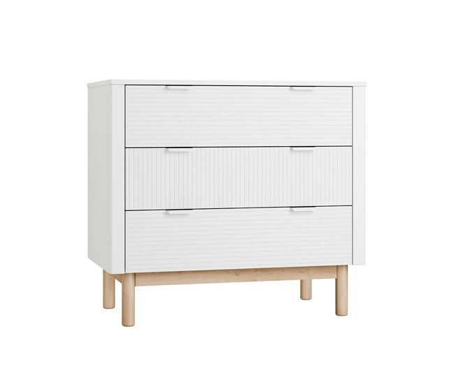Cómoda de 3 gavetas pinio miloo blanc