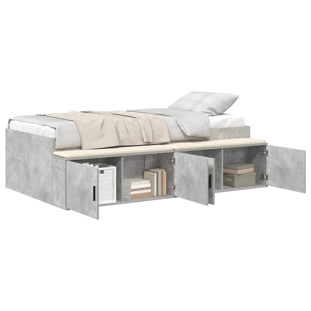 Estrutura de cama de solteiro para adultos cinzento 70 x 190 cm madeira processada