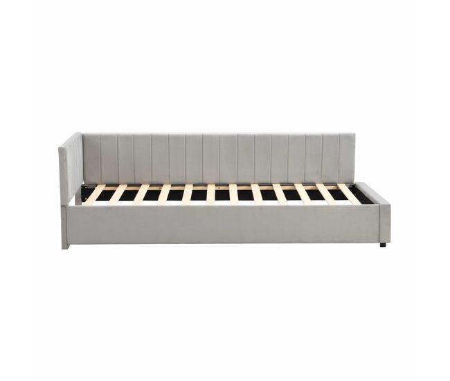 Sofá-cama 90x200 - multifuncional com estrado, tecido de veludo suave para a pele - cinza