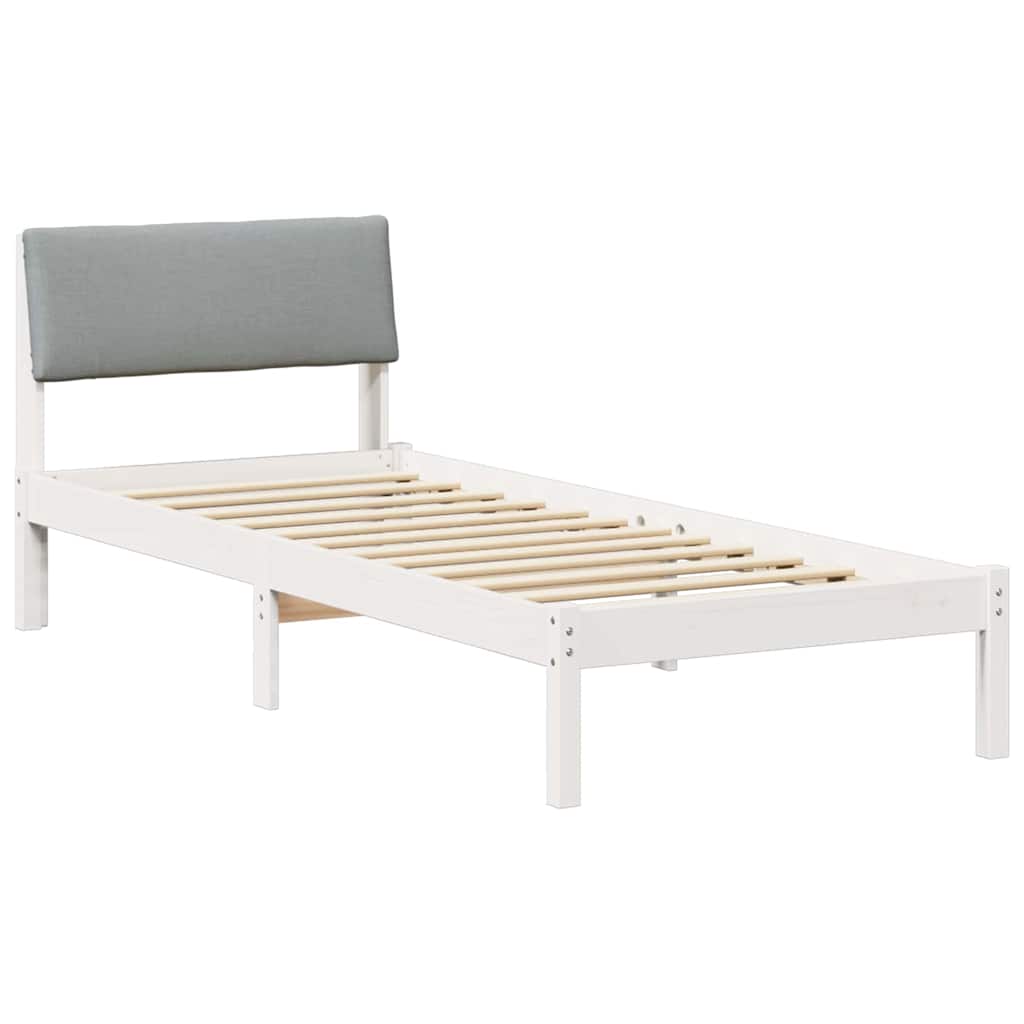 Estrutura de cama de solteiro para adultos branco e cinza claro 80 x 200 cm