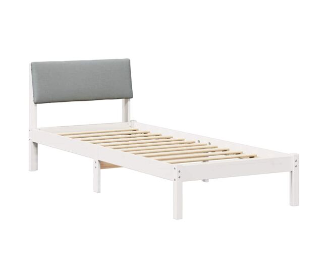 Estrutura de cama de solteiro para adultos branco e cinza claro 80 x 200 cm