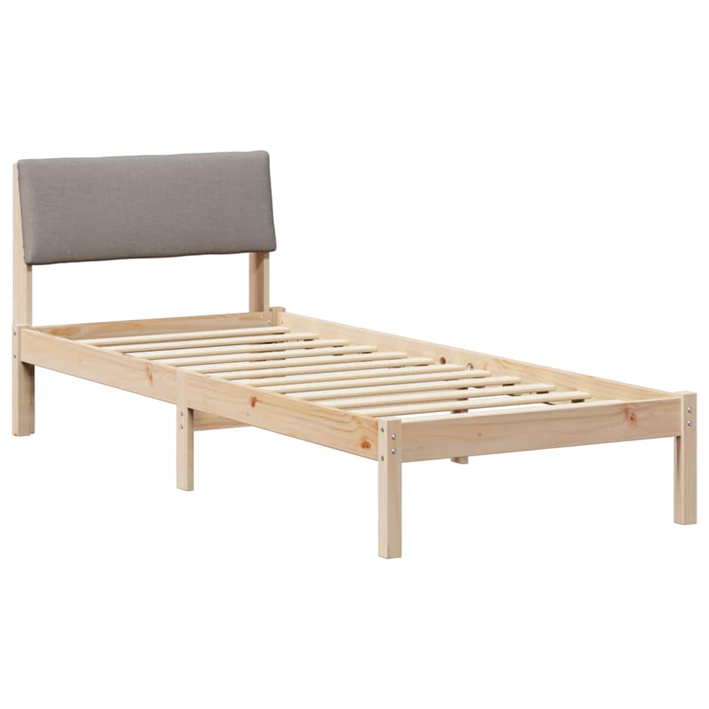 Estrutura de cama de solteiro para adultos com cabeceira marrom e taupe 80 x 200 cm