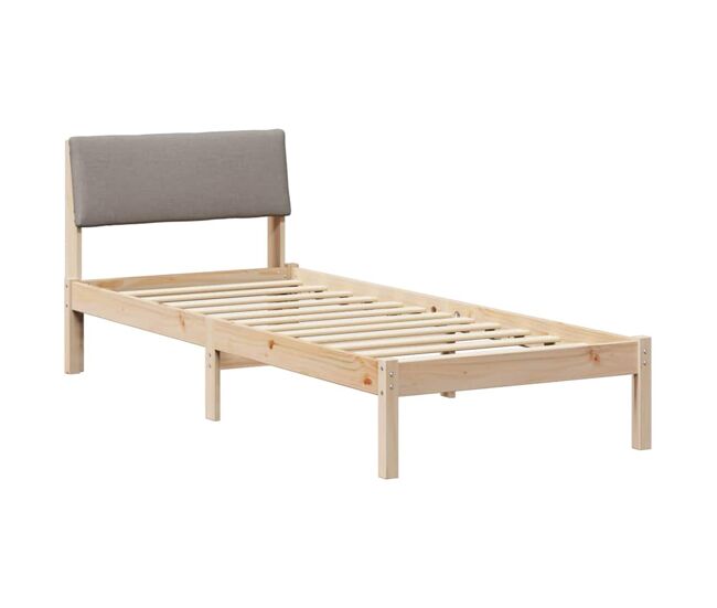 Estrutura de cama de solteiro para adultos com cabeceira marrom e taupe 80 x 200 cm
