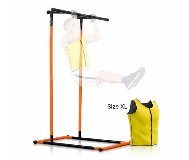 Pack estação de elevações e colete desportivo sauna innovagoods