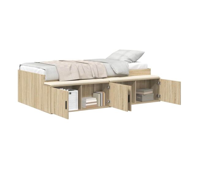 Estrutura de cama de solteiro para adultos com gaveta carvalho sonoma 80 x 200 cm