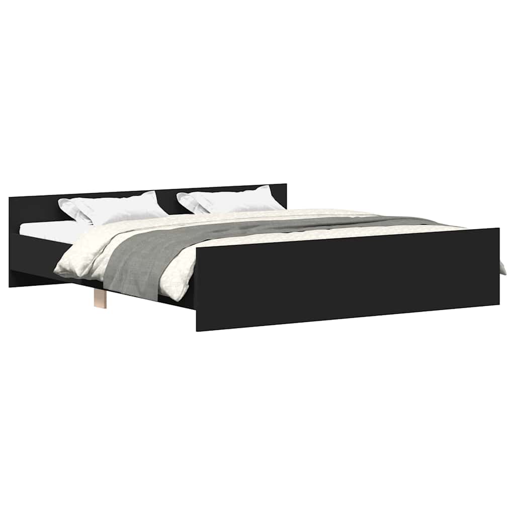 Estrutura de cama de casal moderno para adultos com cabeceira e apoio pés 160x200 cm preto