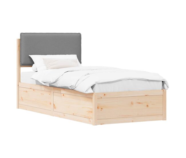 Estrutura de cama de solteiro simple com cabeceira estofada cinzento-claro