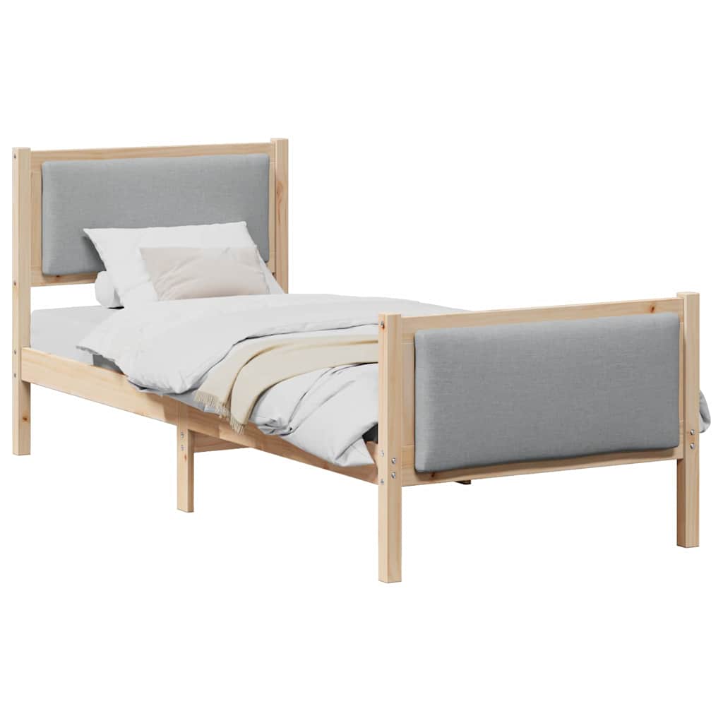 Estrutura de cama de solteiro simple, cinzento-claro 80 x 200 cm tecido