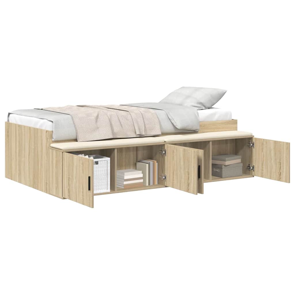 Estrutura de cama de solteiro para adultos com gaveta carvalho sonoma 90 x 200 cm
