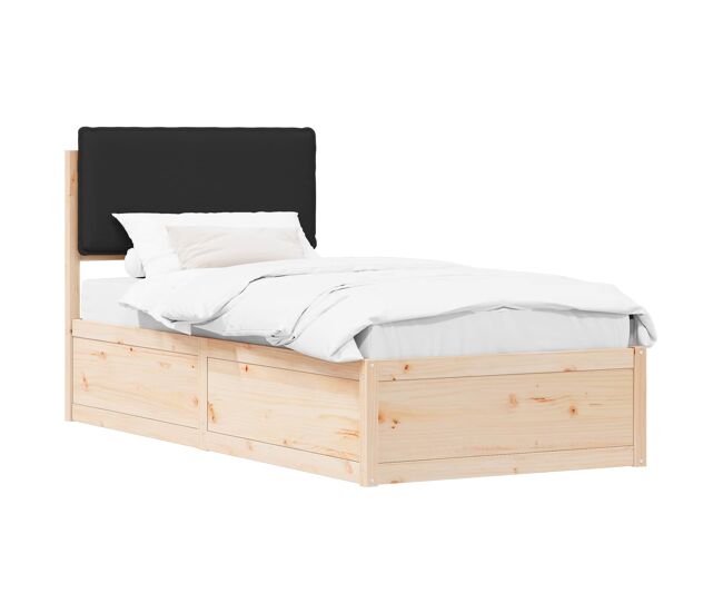 Estrutura de cama de solteiro para adultos com cabeceira estofada preto 90 x 200 cm