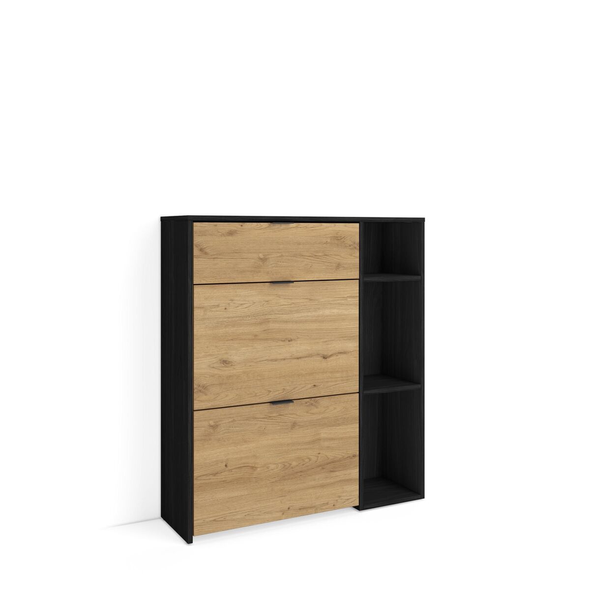 Sapateira, arrumação, organizador, 90x102x27 cm, 10 pares de sapatos, hall de entrada, estilo moderno, noir e carvalho