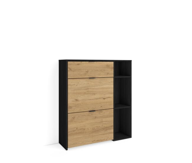 Sapateira, arrumação, organizador, 90x102x27 cm, 10 pares de sapatos, hall de entrada, estilo moderno, noir e carvalho