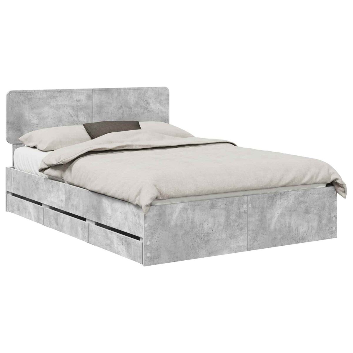 Estrutura da cama de casal simple com cabeceira cinzento concreto 160 x 200 cm