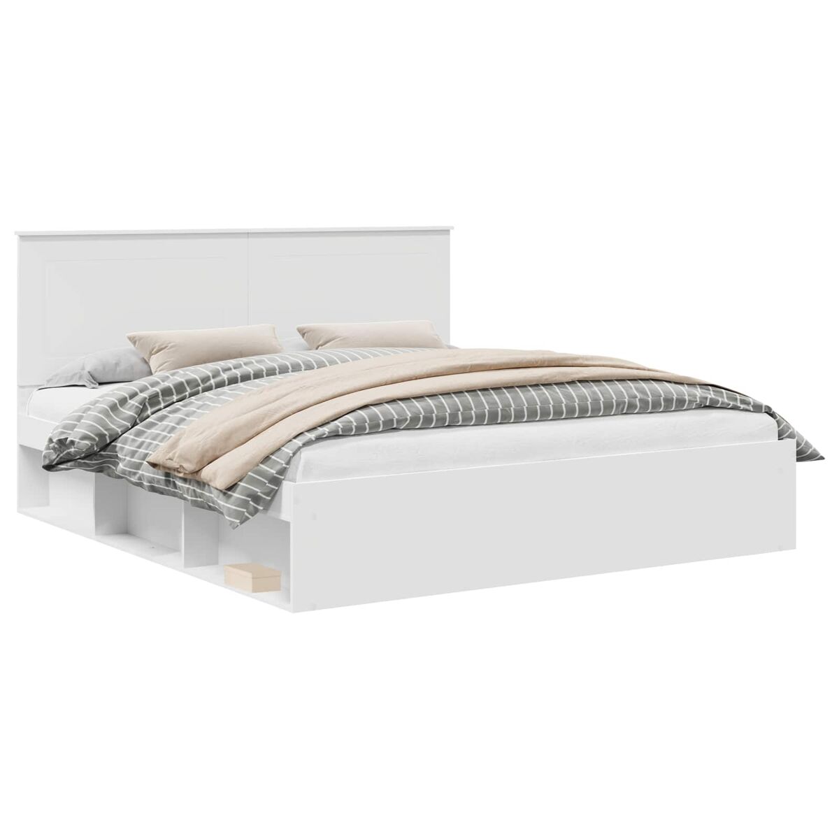 Estrutura da cama de casal simple com cabeceira branco 180 x 200 cm