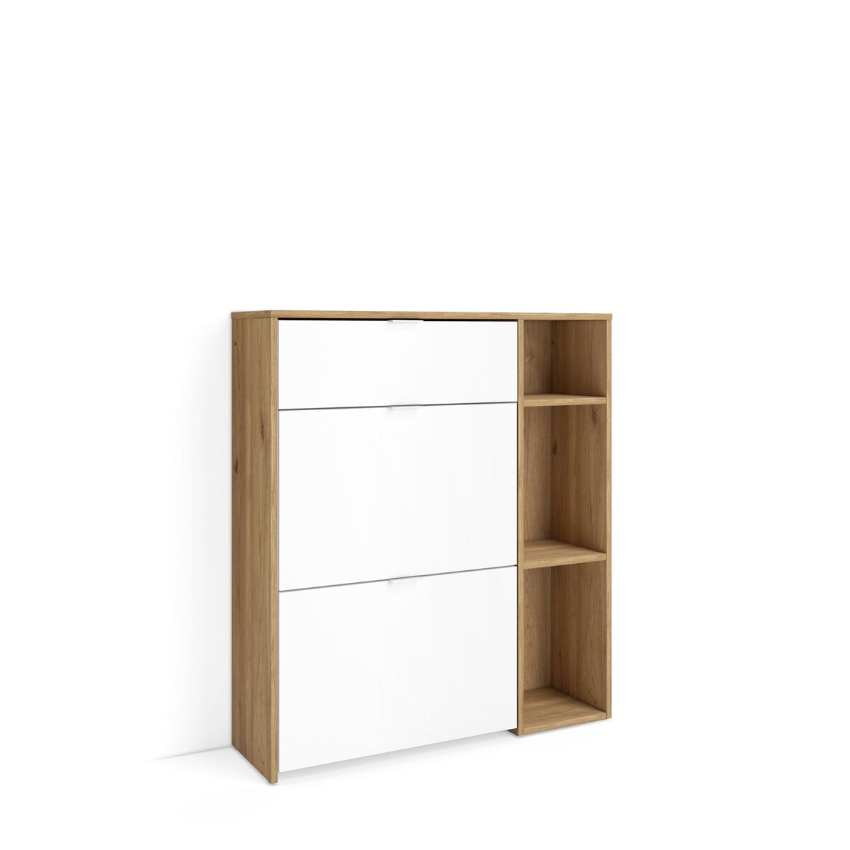 Sapateira, arrumação, organizador, 90x102x27 cm, 10 pares de sapatos, hall de entrada, estilo moderno, carvalho e branco