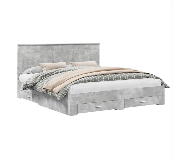 Estrutura de cama de casal moderno - cinzento 200 x 200 cm madeira processada