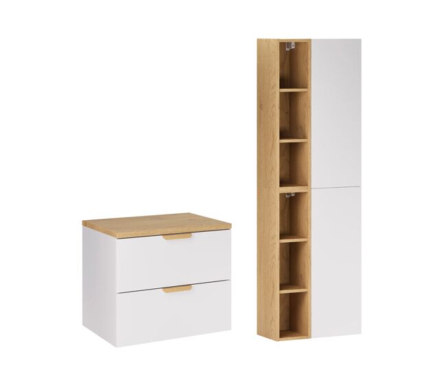 Conjunto de móvel inferior de 60 cm e coluna oria branco mate