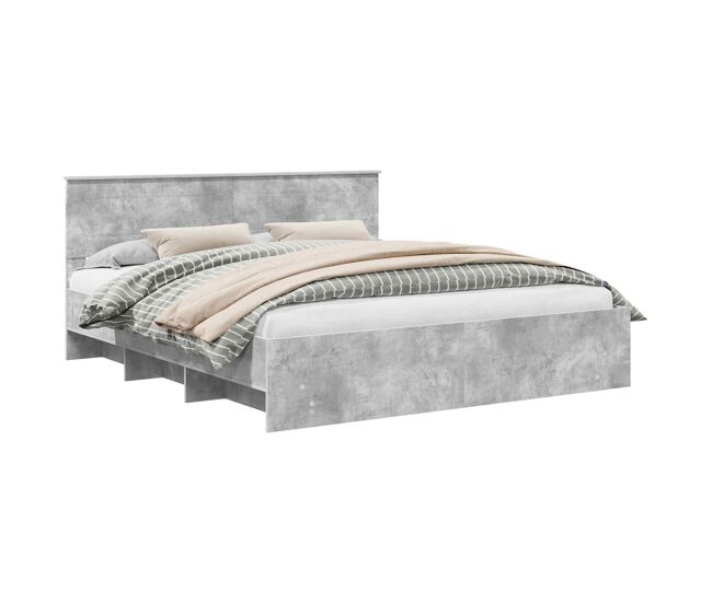 Estrutura de cama de casal moderno - cinzento 200 x 200 cm madeira processada