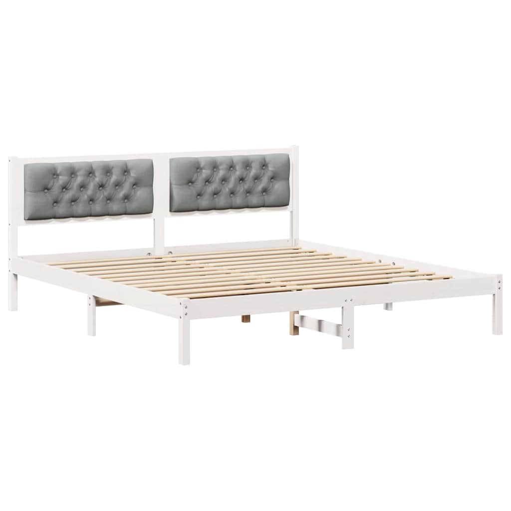 Estrutura da cama de casal simple com cabeceira cinzento-claro 160 x 200 cm