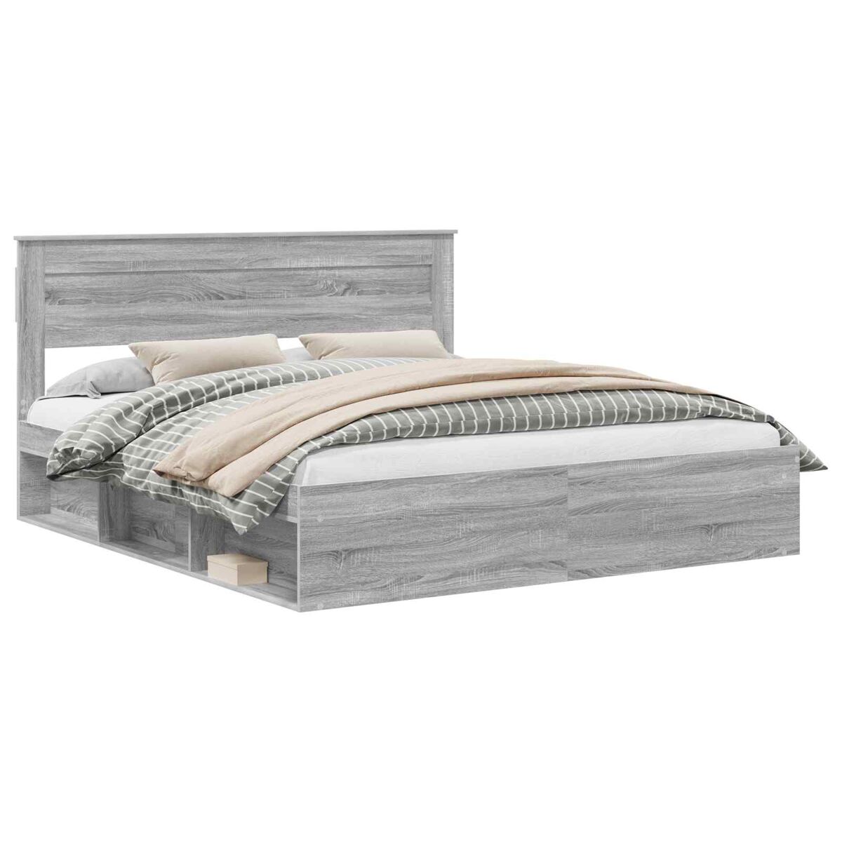 Estrutura da cama de casal simple com cabeceira cinza sonoma 180 x 200 cm