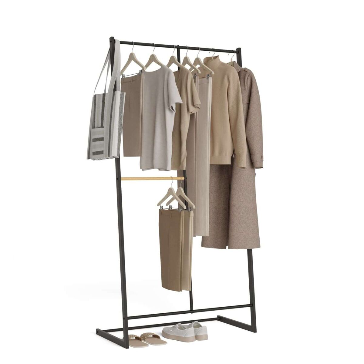 Bengaleiro hangy one 15 newlux até 15 kg com altura dupla, resistente, espaço para calças noir