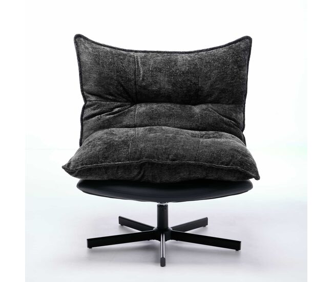 Poltrona relax giratória - encosto com 3 posições, espuma viscoelástica, pés metálicos - preto/cinzento