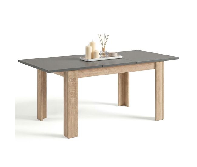 Mesa de jantar extensível 140-190x90 cm sira roble canadian - grafito 190 x 78 x 90 cm